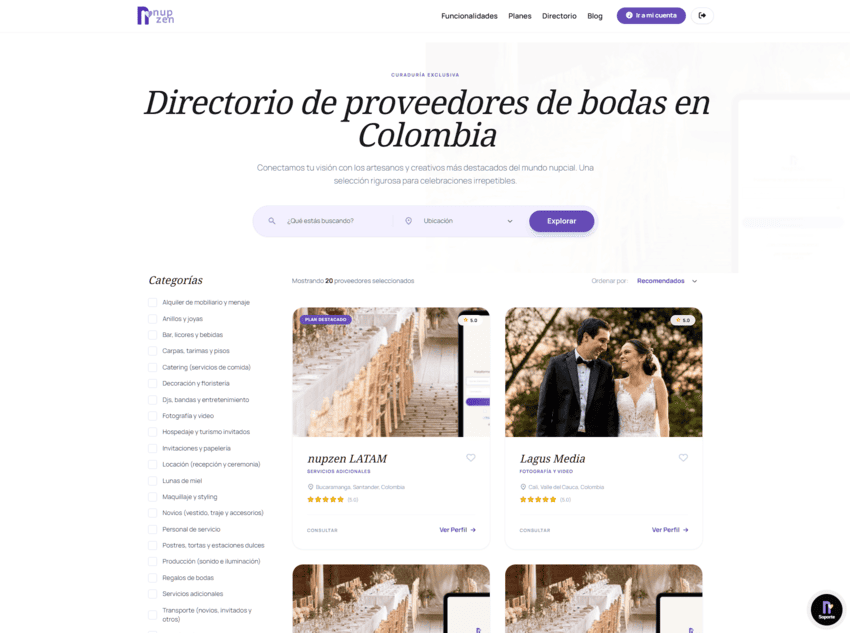 Vista previa del Directorio de Proveedores en computadora